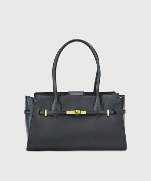 LA MARGE(ラマージ)の「【LA MARGE】レザー2WAY フロントベルトデザイン ショルダーバッグ / レディース ハンドバッグ ひねり金具 通勤 セレモニー フォーマル(ショルダーバッグ・レディース・ブラック/ダークブラウン・FREE)」の6枚目の写真