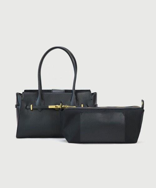 LA MARGE(ラマージ)の「【LA MARGE】レザー2WAY フロントベルトデザイン ショルダーバッグ / レディース ハンドバッグ ひねり金具 通勤 セレモニー フォーマル(ショルダーバッグ・レディース・ブラック/ダークブラウン・FREE)」の8枚目の写真
