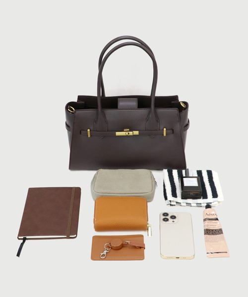 LA MARGE(ラマージ)の「【LA MARGE】レザー2WAY フロントベルトデザイン ショルダーバッグ / レディース ハンドバッグ ひねり金具 通勤 セレモニー フォーマル(ショルダーバッグ・レディース・ブラック/ダークブラウン・FREE)」の20枚目の写真