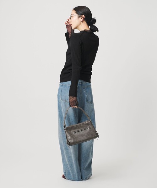 BEAUTY&YOUTH UNITED ARROWS(ビューティーアンドユースユナイテッドアローズ)の「【WEB限定 Wardrobe DAILY MINIMAL】レースコンビ リブニットプルオーバー ウォッシャブル(ニット/セーター・レディース・オフホワイト/ブラック/ライトグレー・FREE)」の2枚目の写真