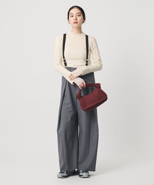 WEB限定 Wardrobe DAILY MINIMAL】レースコンビ リブニットプル