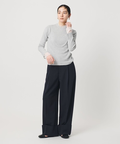 BEAUTY&YOUTH UNITED ARROWS(ビューティーアンドユースユナイテッドアローズ)の「【WEB限定 Wardrobe DAILY MINIMAL】レースコンビ リブニットプルオーバー ウォッシャブル(ニット/セーター・レディース・オフホワイト/ブラック/ライトグレー・FREE)」の10枚目の写真