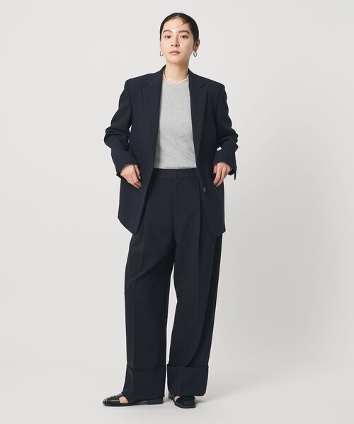 レースコンビリブニットプルオーバー WEB限定 Wardrobe DAILY MINIMAL】レースコンビ リブニットプル