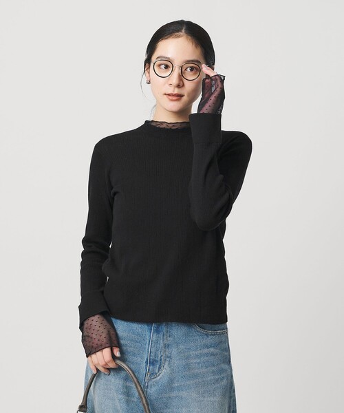 レースコンビリブニット rienda | レースコンビリブニットトップス (ニット ) |SHEL'TTER WEBSTORE