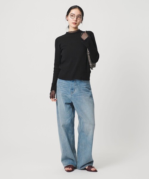 BEAUTY&YOUTH UNITED ARROWS(ビューティーアンドユースユナイテッドアローズ)の「【WEB限定 Wardrobe DAILY MINIMAL】レースコンビ リブニットプルオーバー ウォッシャブル(ニット/セーター・レディース・オフホワイト/ブラック/ライトグレー・FREE)」の14枚目の写真