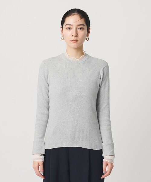 WEB限定 Wardrobe DAILY MINIMAL】レースコンビ リブニットプル