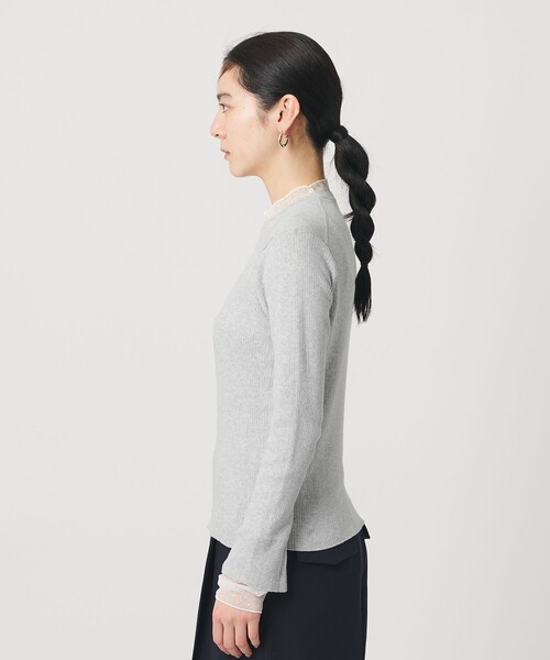 WEB限定 Wardrobe DAILY MINIMAL】レースコンビ リブニットプル
