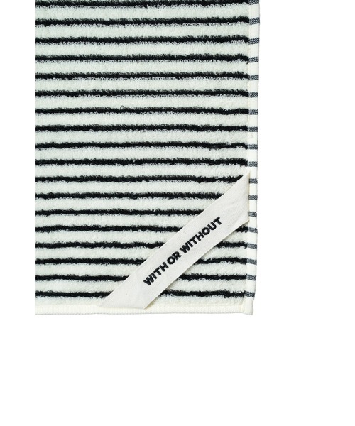 WITH OR WITHOUT（ウィズオアウィズアウト）の「フェイスタオル／縦ストライプ柄×無地カラー（タオル・メンズ・ブルー/グレー/ホワイト×ブラック・FREE）」の7枚目の写真