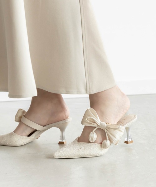 RANDA(ランダ)の「【Tulip Collection】2WAY チューリップリボンミュールパンプス(パンプス・レディース・アイボリー/ピンク/イエロー・S/M/L/LL)」の2枚目の写真