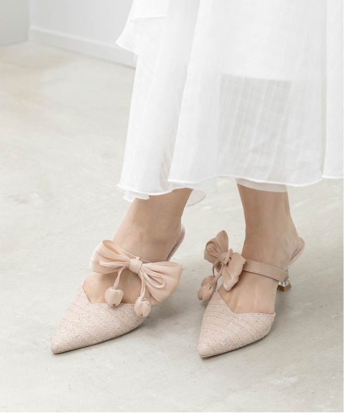 RANDA(ランダ)の「【Tulip Collection】2WAY チューリップリボンミュールパンプス(パンプス・レディース・アイボリー/ピンク/イエロー・S/M/L/LL)」の4枚目の写真