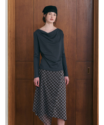 GRACE draped t-shirt_NAVY