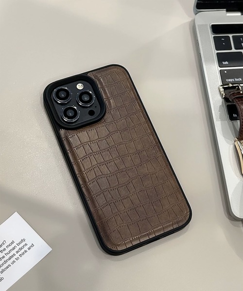 WESTBOY（ウエストボーイ）の「ユニセックス クロコ調 レザー風 iPhoneケース iPhoneカバー アイフォンケース スマホケース WO26S6IPC04（スマホケース/カバー・メンズ・ブラウン/グレー/ブラック/ホワイト・iPhone 17/iPhone 16/iPhone 15）」の4枚目の写真