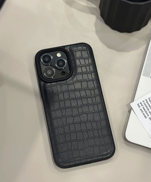 WESTBOY（ウエストボーイ）の「ユニセックス クロコ調 レザー風 iPhoneケース iPhoneカバー アイフォンケース スマホケース WO26S6IPC04（スマホケース/カバー・メンズ・ブラウン/グレー/ブラック/ホワイト・iPhone 17/iPhone 16/iPhone 15）」の2枚目の写真