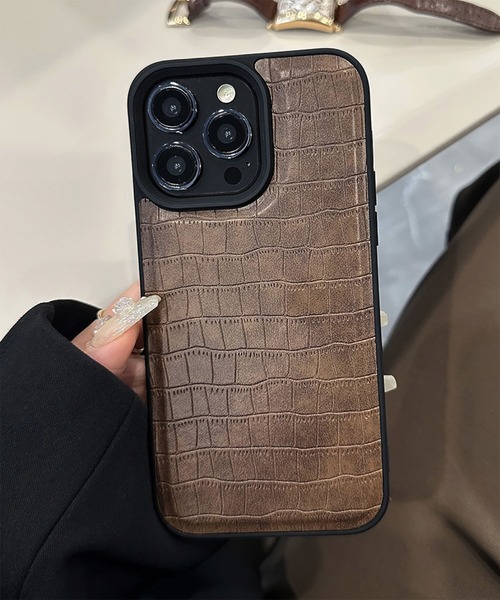 WESTBOY（ウエストボーイ）の「ユニセックス クロコ調 レザー風 iPhoneケース iPhoneカバー アイフォンケース スマホケース WO26S6IPC04（スマホケース/カバー・メンズ・ブラウン/グレー/ブラック/ホワイト・iPhone 17/iPhone 16/iPhone 15）」の9枚目の写真