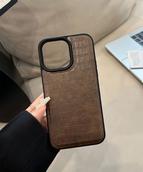 WESTBOY（ウエストボーイ）の「ユニセックス クロコ調 レザー風 iPhoneケース iPhoneカバー アイフォンケース スマホケース WO26S6IPC04（スマホケース/カバー・メンズ・ブラウン/グレー/ブラック/ホワイト・iPhone 17/iPhone 16/iPhone 15）」の12枚目の写真