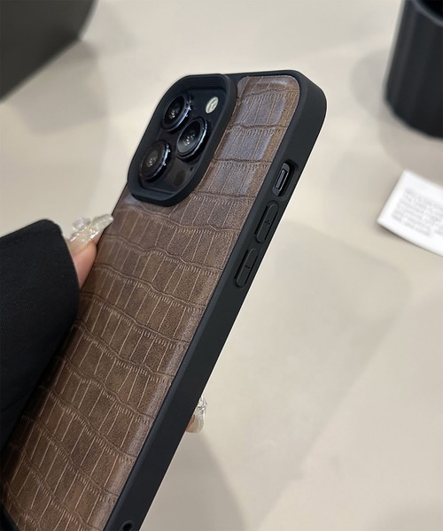 WESTBOY（ウエストボーイ）の「ユニセックス クロコ調 レザー風 iPhoneケース iPhoneカバー アイフォンケース スマホケース WO26S6IPC04（スマホケース/カバー・メンズ・ブラウン/グレー/ブラック/ホワイト・iPhone 17/iPhone 16/iPhone 15）」の14枚目の写真