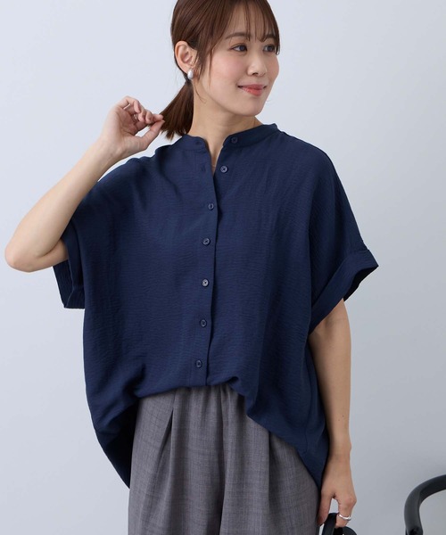 Aunely(オーネリー)の「【Aunely】すぐサラ ひんやり エフォートレス シャツ <YOSOOIシリーズ>(シャツ/ブラウス・レディース・ブラック/オレンジ/ネイビー/ブラウン/チャコールグレー/アイボリー・L/M)」の5枚目の写真