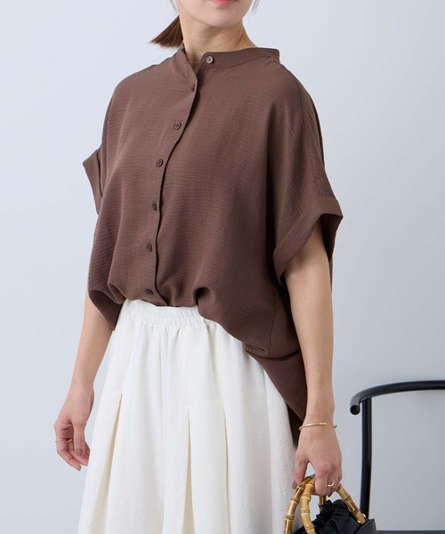Aunely(オーネリー)の「【Aunely】すぐサラ ひんやり エフォートレス シャツ <YOSOOIシリーズ>(シャツ/ブラウス・レディース・ブラック/オレンジ/ネイビー/ブラウン/チャコールグレー/アイボリー・L/M)」の4枚目の写真