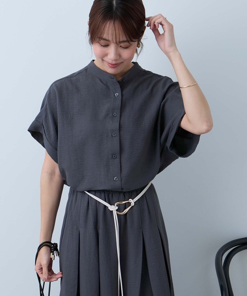 Aunely(オーネリー)の「【Aunely】すぐサラ ひんやり エフォートレス シャツ <YOSOOIシリーズ>(シャツ/ブラウス・レディース・ブラック/オレンジ/ネイビー/ブラウン/チャコールグレー/アイボリー・L/M)」の3枚目の写真