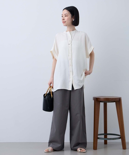 Aunely(オーネリー)の「【Aunely】すぐサラ ひんやり エフォートレス シャツ <YOSOOIシリーズ>(シャツ/ブラウス・レディース・ブラック/オレンジ/ネイビー/ブラウン/チャコールグレー/アイボリー・L/M)」の7枚目の写真