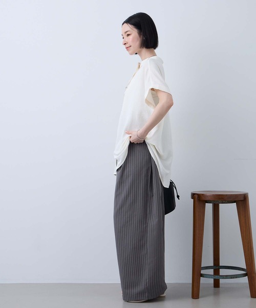 Aunely(オーネリー)の「【Aunely】すぐサラ ひんやり エフォートレス シャツ <YOSOOIシリーズ>(シャツ/ブラウス・レディース・ブラック/オレンジ/ネイビー/ブラウン/チャコールグレー/アイボリー・L/M)」の8枚目の写真