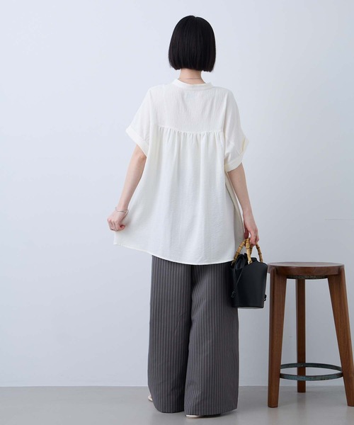 Aunely(オーネリー)の「【Aunely】すぐサラ ひんやり エフォートレス シャツ <YOSOOIシリーズ>(シャツ/ブラウス・レディース・ブラック/オレンジ/ネイビー/ブラウン/チャコールグレー/アイボリー・L/M)」の9枚目の写真