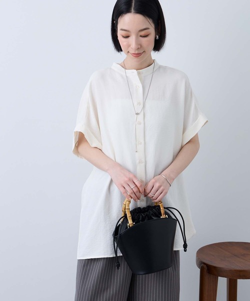 Aunely(オーネリー)の「【Aunely】すぐサラ ひんやり エフォートレス シャツ <YOSOOIシリーズ>(シャツ/ブラウス・レディース・ブラック/オレンジ/ネイビー/ブラウン/チャコールグレー/アイボリー・L/M)」の10枚目の写真
