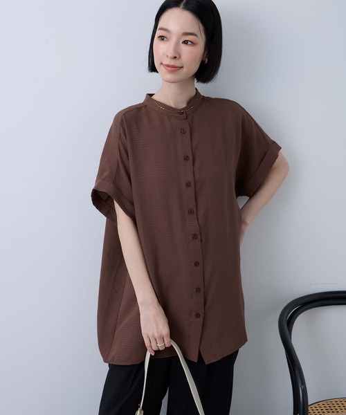Aunely(オーネリー)の「【Aunely】すぐサラ ひんやり エフォートレス シャツ <YOSOOIシリーズ>(シャツ/ブラウス・レディース・ブラック/オレンジ/ネイビー/ブラウン/チャコールグレー/アイボリー・L/M)」の13枚目の写真
