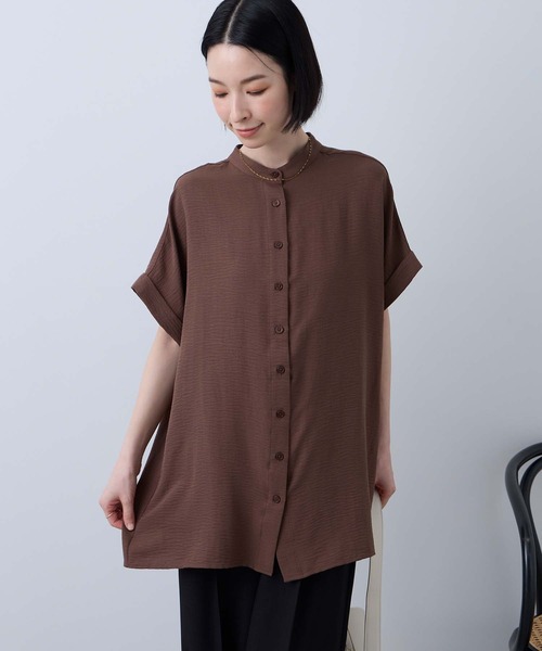Aunely(オーネリー)の「【Aunely】すぐサラ ひんやり エフォートレス シャツ <YOSOOIシリーズ>(シャツ/ブラウス・レディース・ブラック/オレンジ/ネイビー/ブラウン/チャコールグレー/アイボリー・L/M)」の14枚目の写真