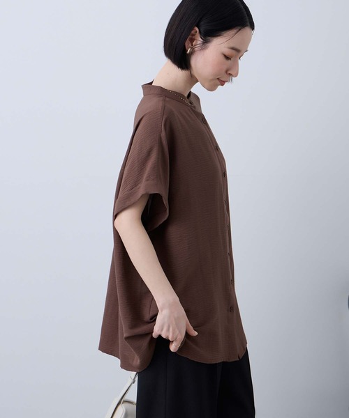 Aunely(オーネリー)の「【Aunely】すぐサラ ひんやり エフォートレス シャツ <YOSOOIシリーズ>(シャツ/ブラウス・レディース・ブラック/オレンジ/ネイビー/ブラウン/チャコールグレー/アイボリー・L/M)」の15枚目の写真