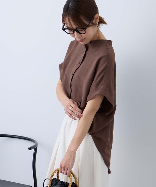 Aunely(オーネリー)の「【Aunely】すぐサラ ひんやり エフォートレス シャツ <YOSOOIシリーズ>(シャツ/ブラウス・レディース・ブラック/オレンジ/ネイビー/ブラウン/チャコールグレー/アイボリー・L/M)」の18枚目の写真
