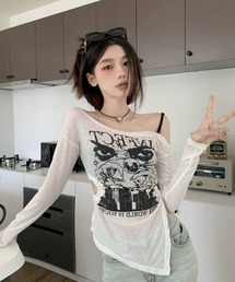 予約 オフショルダー」に該当するTシャツ/カットソー（ホワイト/白色系