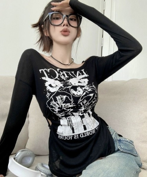 Ritzy(リッツィー)の「片肩オフショルダートップス(Tシャツ/カットソー・レディース・ブラック・M)」の6枚目の写真