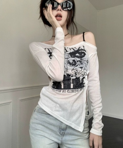 Ritzy(リッツィー)の「片肩オフショルダートップス(Tシャツ/カットソー・レディース・ブラック・M)」の9枚目の写真