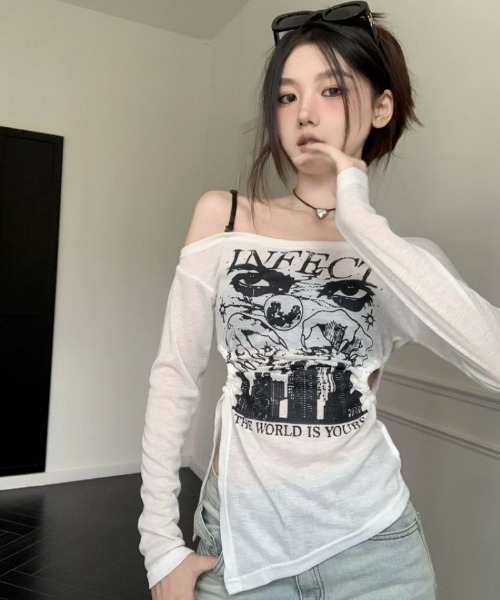 Ritzy(リッツィー)の「片肩オフショルダートップス(Tシャツ/カットソー・レディース・ブラック・M)」の13枚目の写真