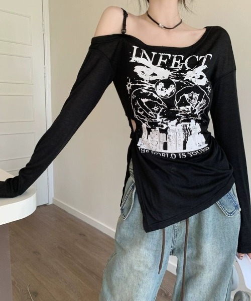 Ritzy(リッツィー)の「片肩オフショルダートップス(Tシャツ/カットソー・レディース・ブラック・M)」の21枚目の写真