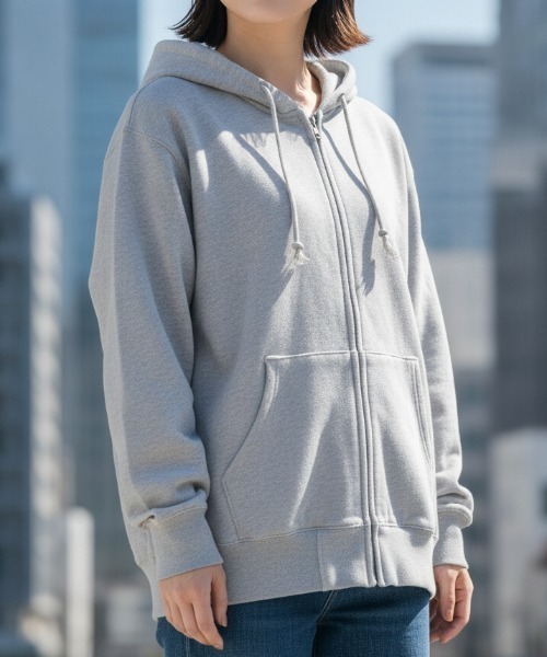 LIFEMAX(ライフマックス)の「【LIFEMAX/ライフマックス】10オンス フードジップパーカ(裏パイル)/全8色ルジップ ユニセックス 無地(パーカー・メンズ・アッシュ/ブラック/杢グレー/インディゴブルー/ホワイト/チャコール/アイボリー/ネイビー・SMALL/MEDIUM/LARGE/X-LARGE)」の1枚目の写真