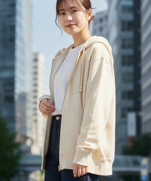 LIFEMAX(ライフマックス)の「【LIFEMAX/ライフマックス】10オンス フードジップパーカ(裏パイル)/全8色ルジップ ユニセックス 無地(パーカー・メンズ・アッシュ/ブラック/杢グレー/インディゴブルー/ホワイト/チャコール/アイボリー/ネイビー・SMALL/MEDIUM/LARGE/X-LARGE)」の3枚目の写真