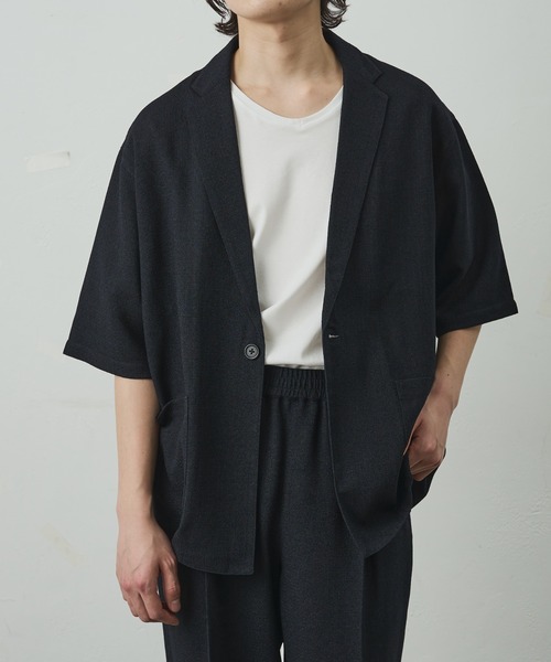 COLONY 2139（コロニートゥーワンスリーナイン）の「セットアップ対応/ サマーツイード半袖シャツジャケット（シャツ/ブラウス・メンズ・ブラック/ネイビー・MEDIUM/LARGE）」の2枚目の写真