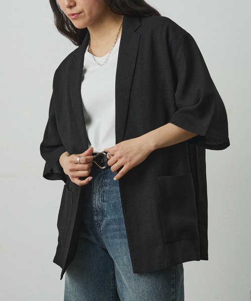 COLONY 2139（コロニートゥーワンスリーナイン）の「セットアップ対応/ サマーツイード半袖シャツジャケット（シャツ/ブラウス・メンズ・ブラック/ネイビー・MEDIUM/LARGE）」の11枚目の写真