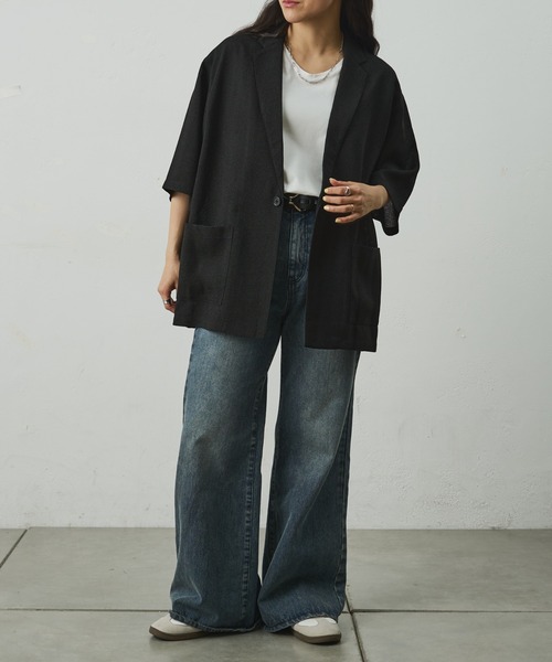 COLONY 2139（コロニートゥーワンスリーナイン）の「セットアップ対応/ サマーツイード半袖シャツジャケット（シャツ/ブラウス・メンズ・ブラック/ネイビー・MEDIUM/LARGE）」の14枚目の写真