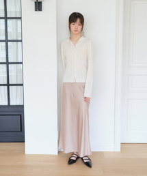 SATIN LONG SKIRT_BEIGE