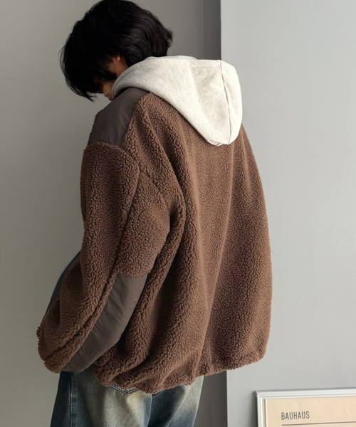 Java（ジャバ）の「《JaVaジャバコラボ》レトロムード漂う、首元まで暖か。異素材切替えダブルジップボアブルゾン（ブルゾン・メンズ・チャコールグレー×ブラック/ブラウン/ライトベージュ・LARGE/X-LARGE/MEDIUM）」の19枚目の写真