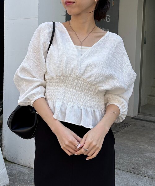 CAPRICIEUX LE'MAGE ウエストマークVネックブラウス ウエストマークVネックブラウス（シャツ/ブラウス）｜CAPRICIEUX LE