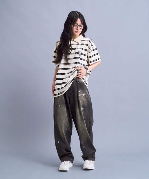 kaoyorinakami（カオヨリナカミ）の「Connie border polo / コニーボーダーポロシャツ（ポロシャツ・メンズ・グレー/ブラック/アイボリー・X-LARGE/SMALL/MEDIUM/LARGE）」の8枚目の写真