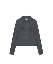 SHIRRED SLIM FIT SHIRT [CHARCOAL]