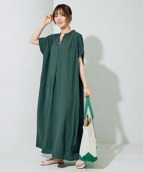 セール】限定展開 インド ダブルガーゼ スキッパー フレンチスリーブ