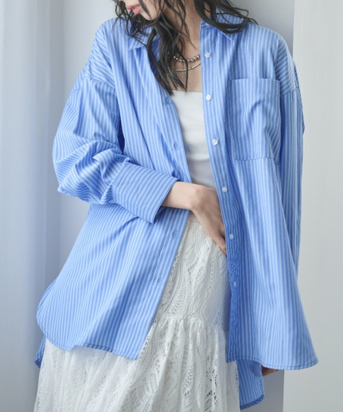 Anclear oui(アンクリアウィ)の「バブーシュカ付きシャツブラウス(シャツ/ブラウス・レディース・ブルー/Yellow/PINK・F)」の2枚目の写真