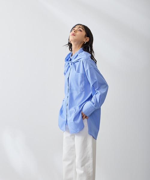 Anclear oui(アンクリアウィ)の「バブーシュカ付きシャツブラウス(シャツ/ブラウス・レディース・ブルー/Yellow/PINK・F)」の18枚目の写真
