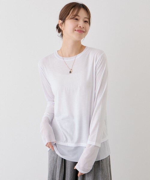 Jayro(ジャイロ)の「シアー切替プルオーバー(Tシャツ/カットソー・レディース・ブラック/グレー/ホワイト系その他・FREE)」の2枚目の写真